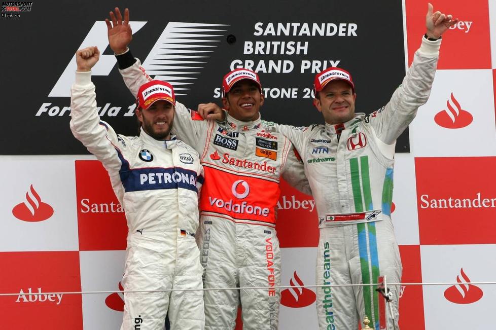 Nick Heidfeld (BMW Sauber F1 Team), Lewis Hamilton (McLaren-Mercedes) und Rubens Barrichello (Honda F1 Team) 