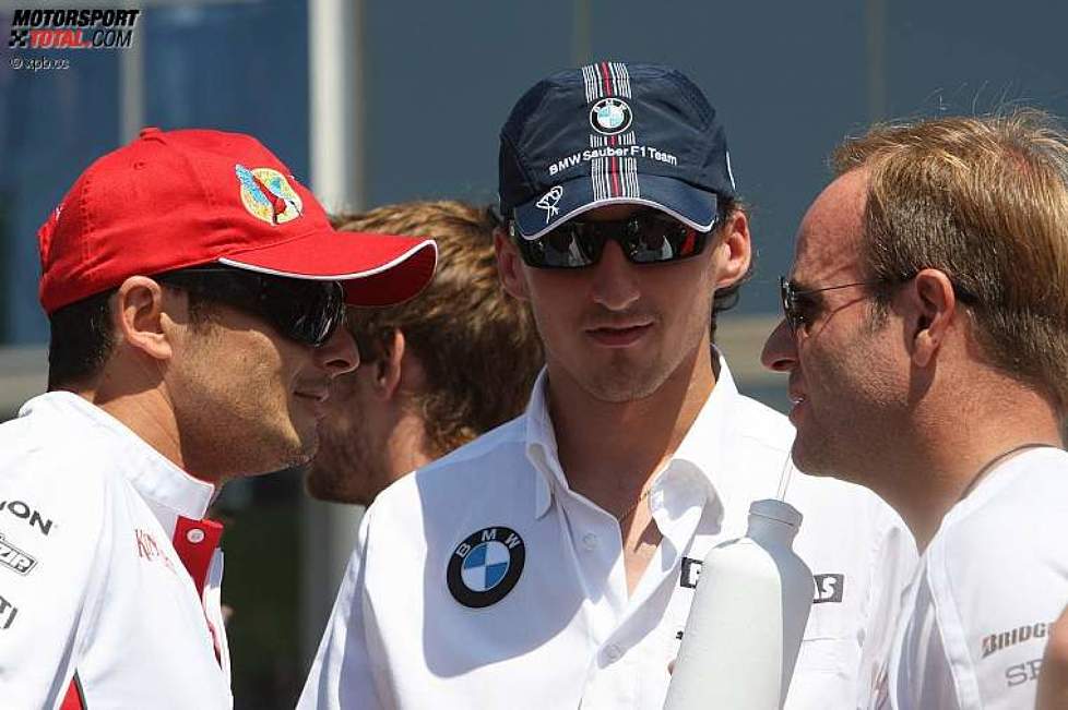 Giancarlo Fisichella (Force India), Robert Kubica (BMW Sauber F1 Team) und Rubens Barrichello (Honda F1 Team) 