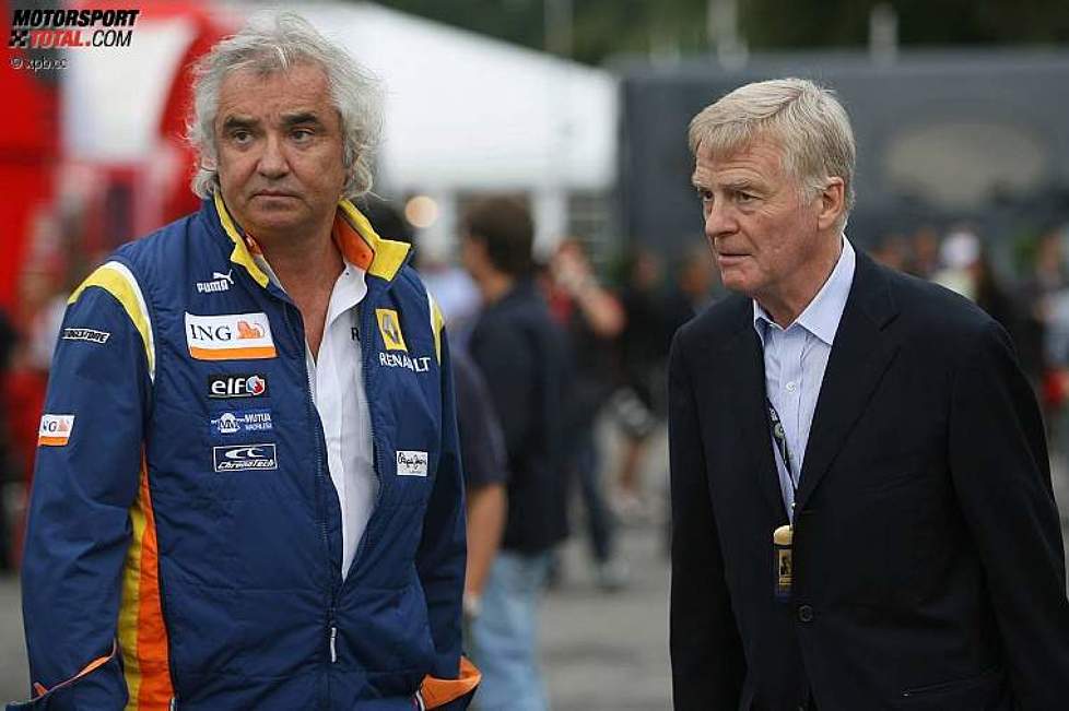 Flavio Briatore (Teamchef) und Max Mosley (FIA-Präsident) (Renault) 
