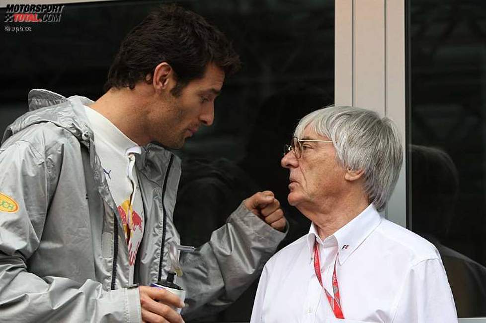 Mark Webber (Red Bull) und Bernie Ecclestone (Formel-1-Chef) 