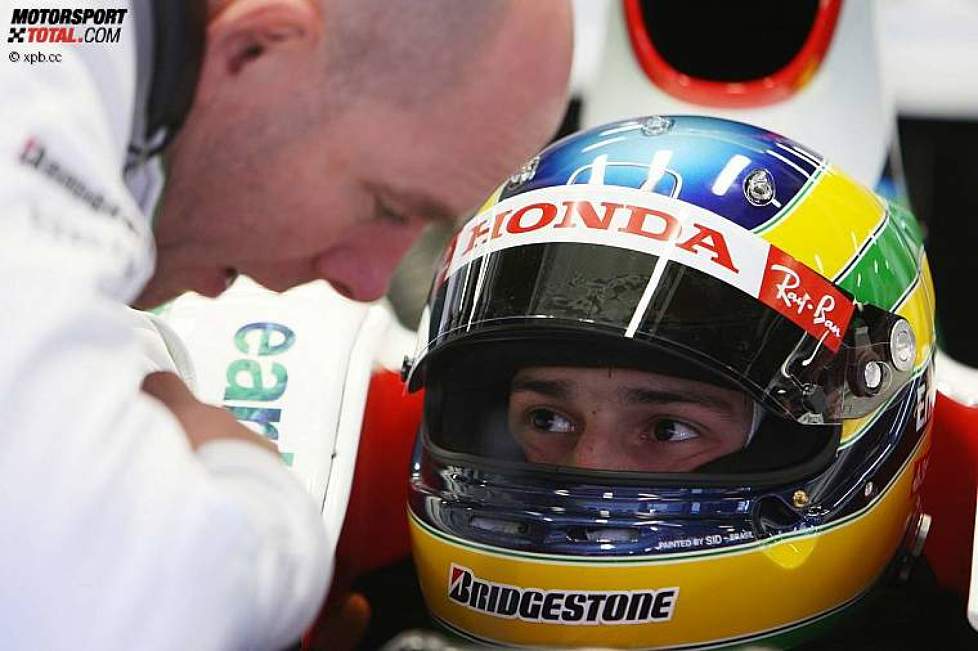 Rubens Barrichello Jock Clear (Renningenieur) Bruno Senna (Honda F1 Team) 