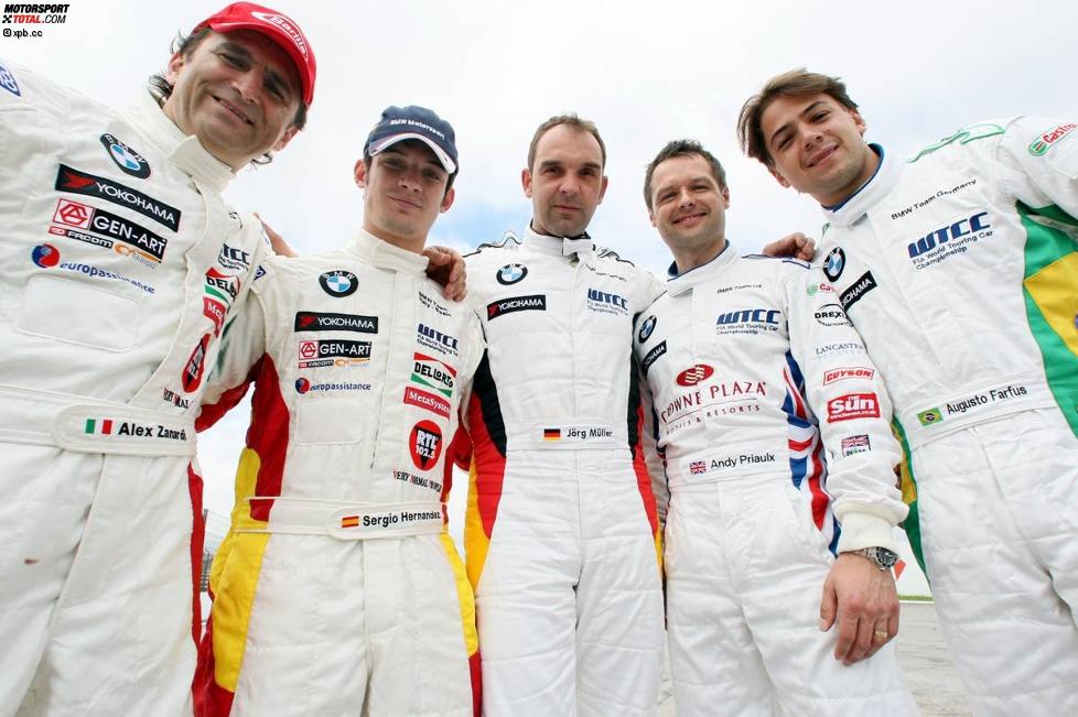 Andy Priaulx, Alessandro Zanardi, Augusto Farfus, Jörg Müller, Sergio Hernandez (BMW Team Germany) (BMW Team Italy-Spain) (BMW Team UK) 