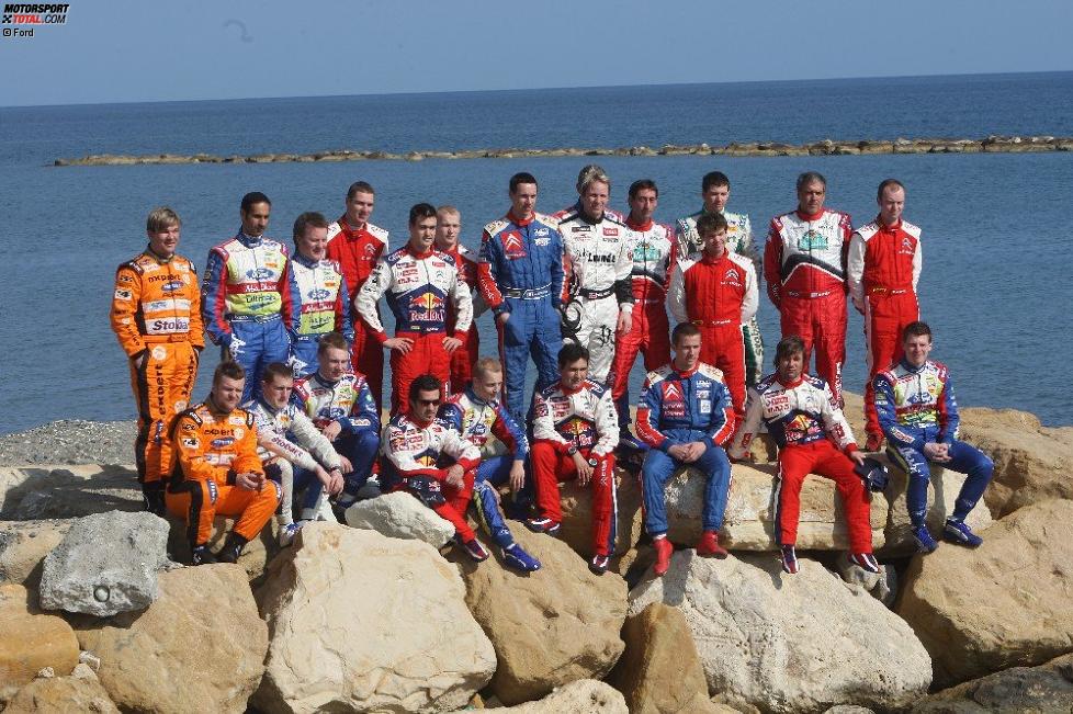 Gruppenbild der WRC-Piloten auf Zypern