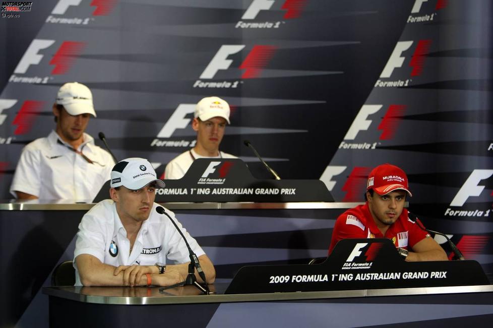Oben: Jenson Button (Brawn) und Sebastian Vettel (Red Bull); unten: Robert Kubica (BMW Sauber F1 Team) und Felipe Massa (Ferrari) 