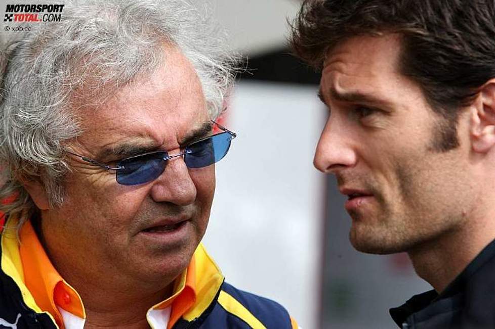 Flavio Briatore (Teamchef) (Renault) und Mark Webber (Red Bull) 