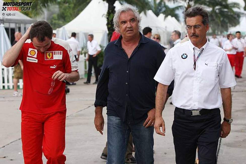 Stefano Domenicali (Ferrari), Flavio Briatore (Renault) und Mario Theissen (BMW Sauber F1 Team)