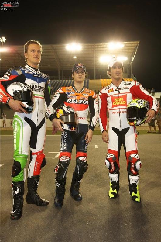 Sete Gibernau (Ducati), Daniel Pedrosa (Honda), Toni Elias (Gresini-Honda)