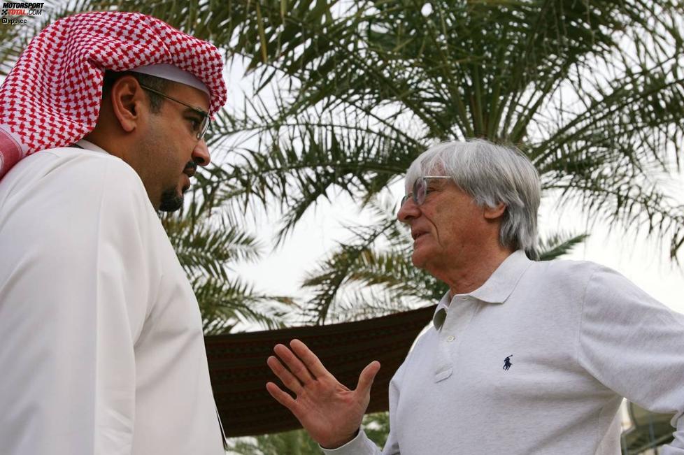 Bernie Ecclestone (Formel-1-Chef) mit Kronprinz Sheikh Salman Bin Hamad Al Khalifa
