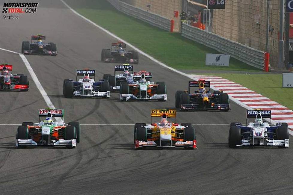 Adrian Sutil (Force India), Nelson Piquet Jr. (Renault) und Nick Heidfeld (BMW Sauber F1 Team) 