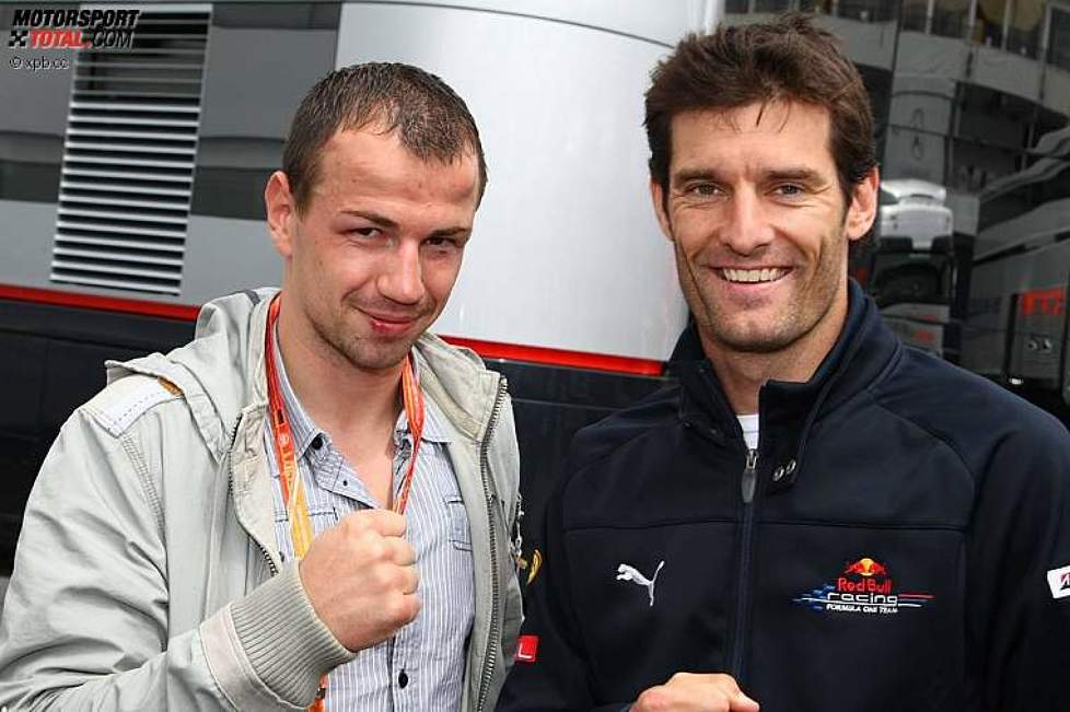 Felix Sturm und Mark Webber (Red Bull) 