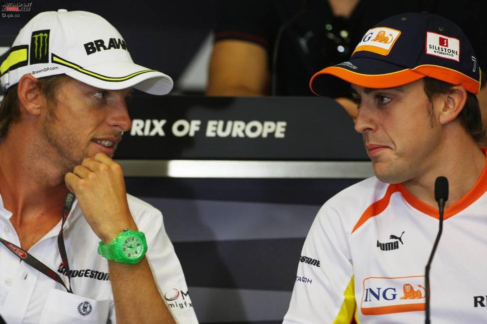Jenson Button (Brawn) und Fernando Alonso (Renault)