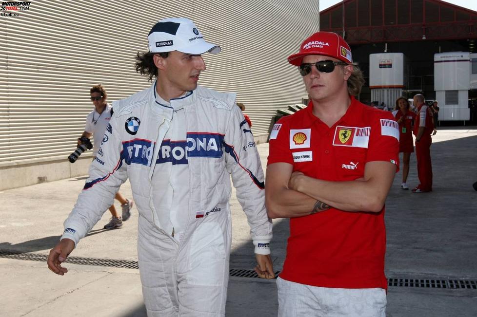 Robert Kubica (BMW Sauber F1 Team) und Kimi Räikkönen (Ferrari)