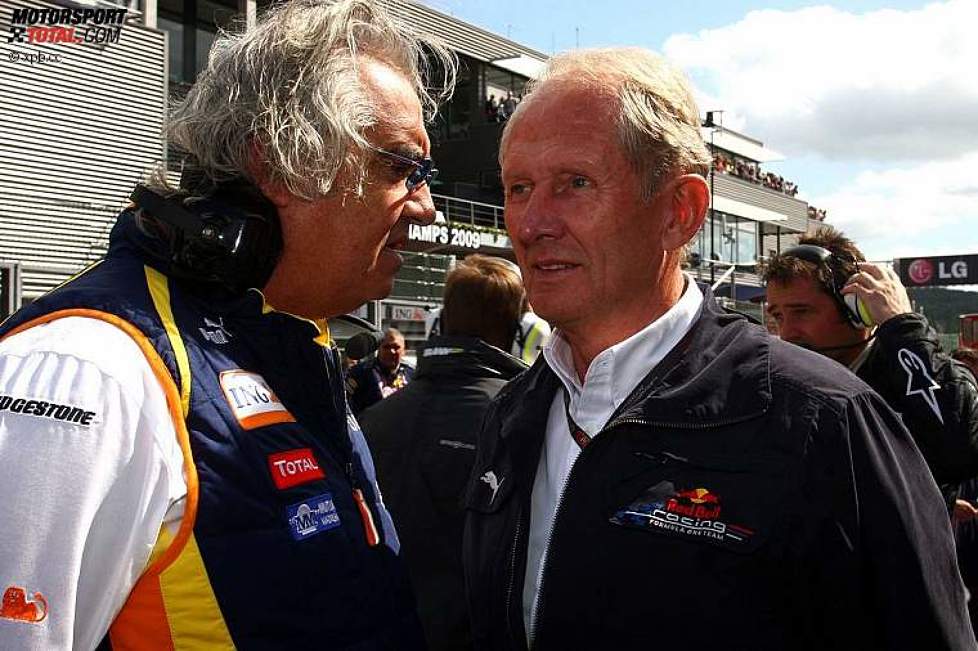 Flavio Briatore (Teamchef) mit Helmut Marko (Motorsportchef) (Renault) (Red Bull) 