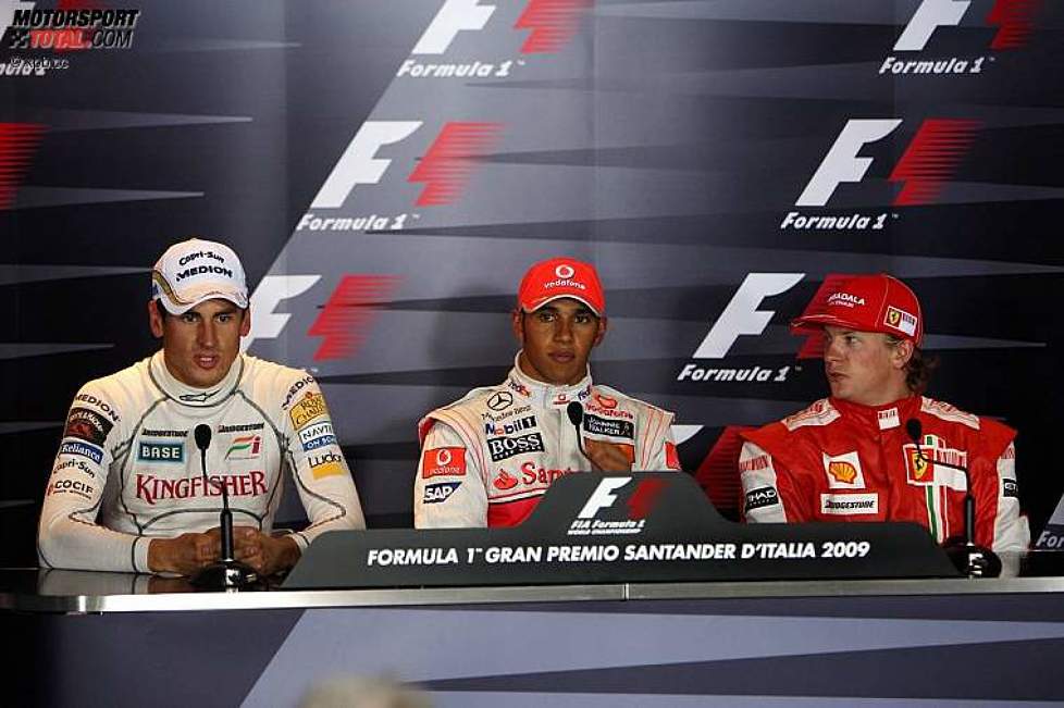 Adrian Sutil (Force India), Lewis Hamilton (McLaren-Mercedes) und Kimi Räikkönen (Ferrari)