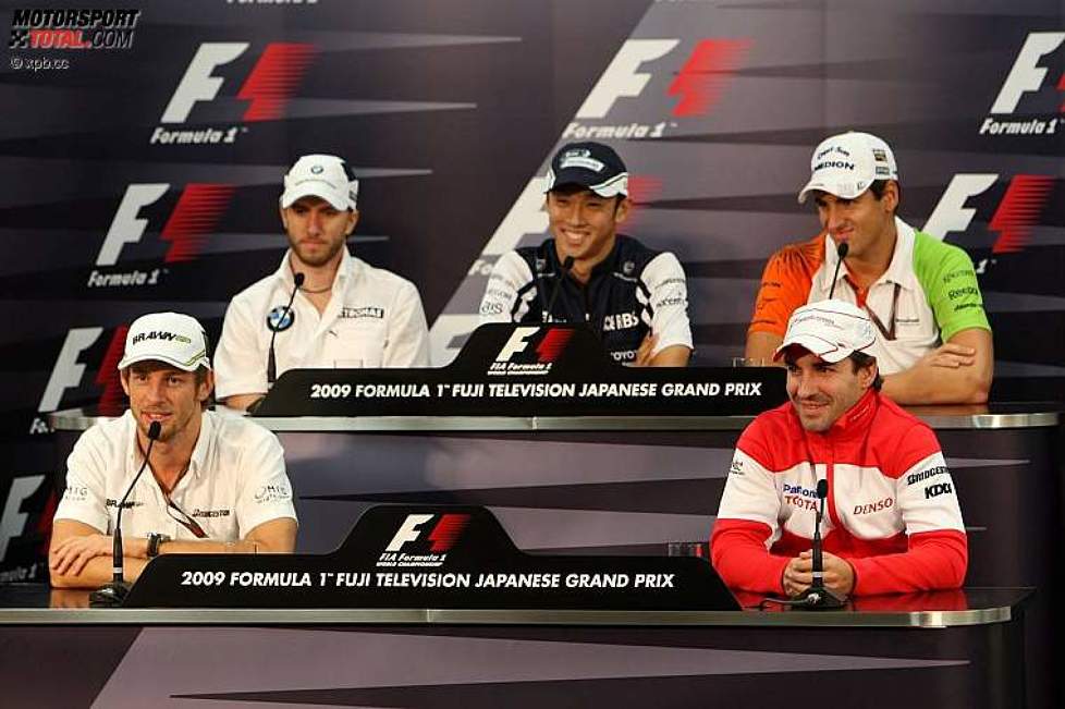 Oben: Nick Heidfeld (BMW Sauber F1 Team), Kazuki Nakajima (Williams) und Adrian Sutil (Force India); unten: Jenson Button (Brawn) und Timo Glock (Toyota) 