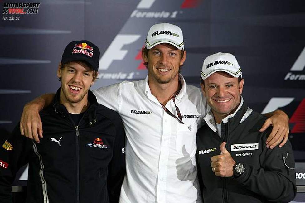 Sebastian Vettel, Jenson Button und Rubens Barrichello