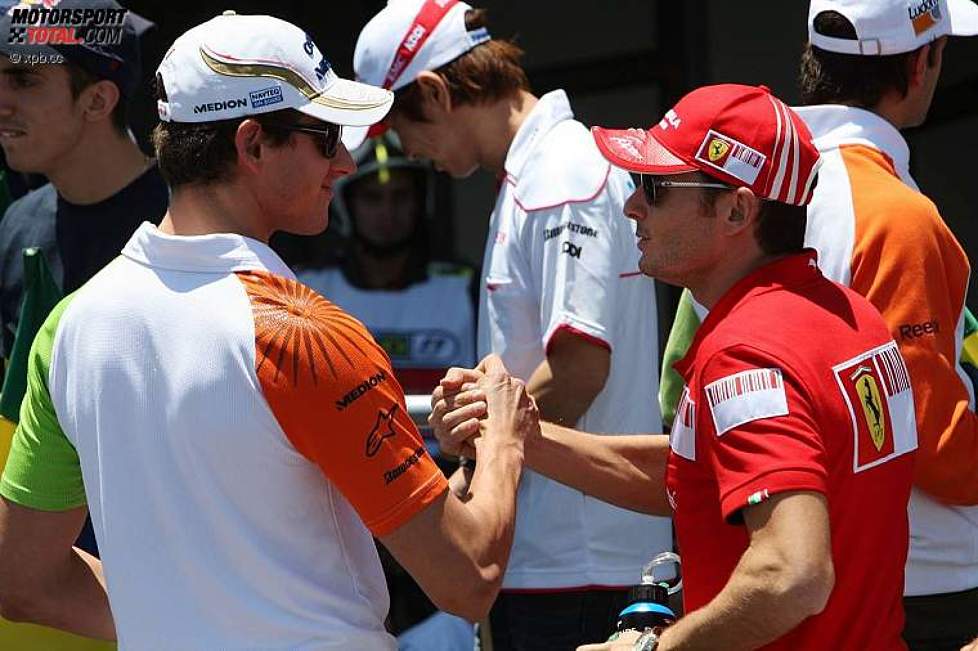 Ex-Teamkollegen: Adrian Sutil (Force India) und Giancarlo Fisichella (Ferrari) 
