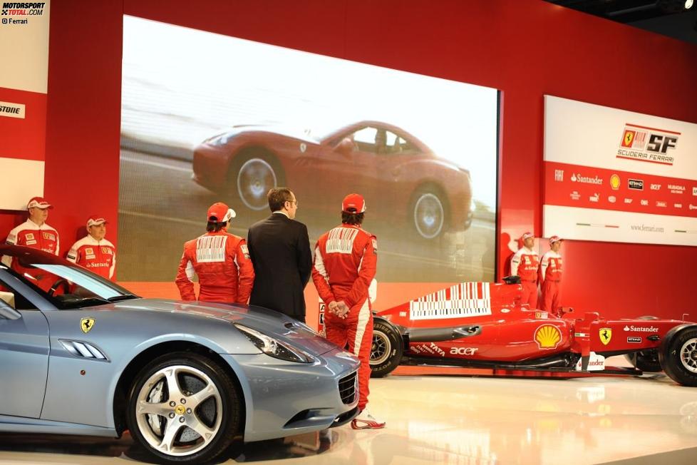 Felipe Massa, Stefano Domenicali (Teamchef) und Fernando Alonso