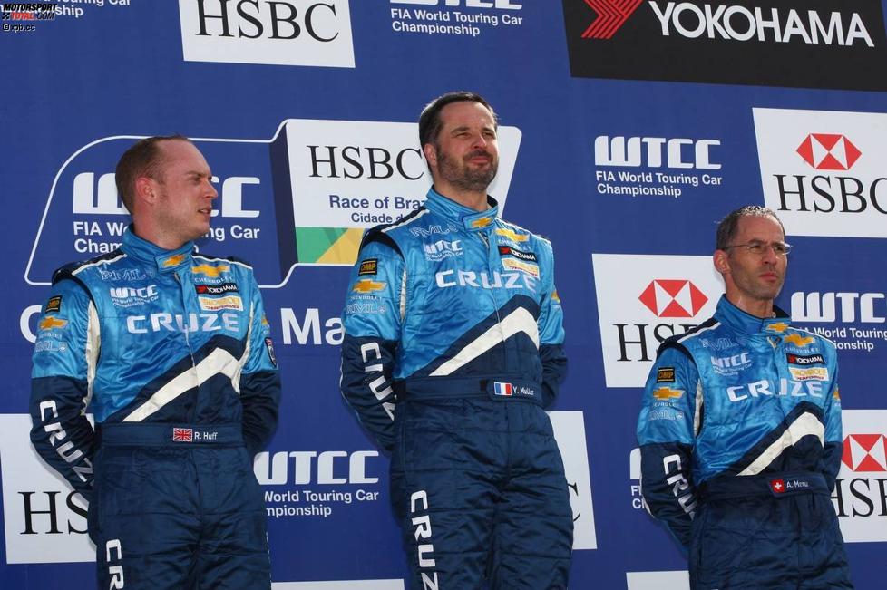 Robert Huff, Yvan Muller und Alain Menu (Chevrolet)