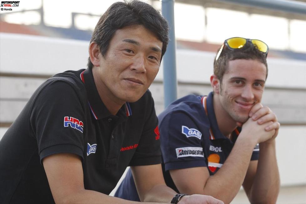 Andrea Dovizioso und Teamchef Kazuhiko Yamano (Honda) 