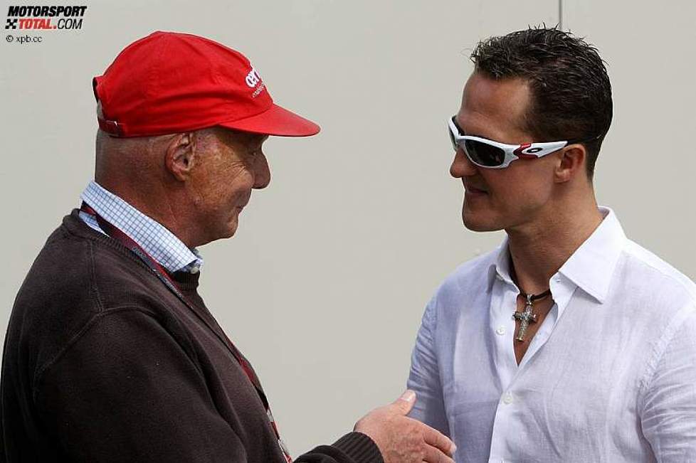 Niki Lauda und Michael Schumacher (Mercedes) 
