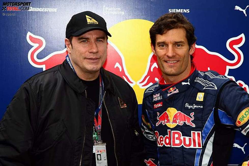 John Travolta und Mark Webber (Red Bull) 