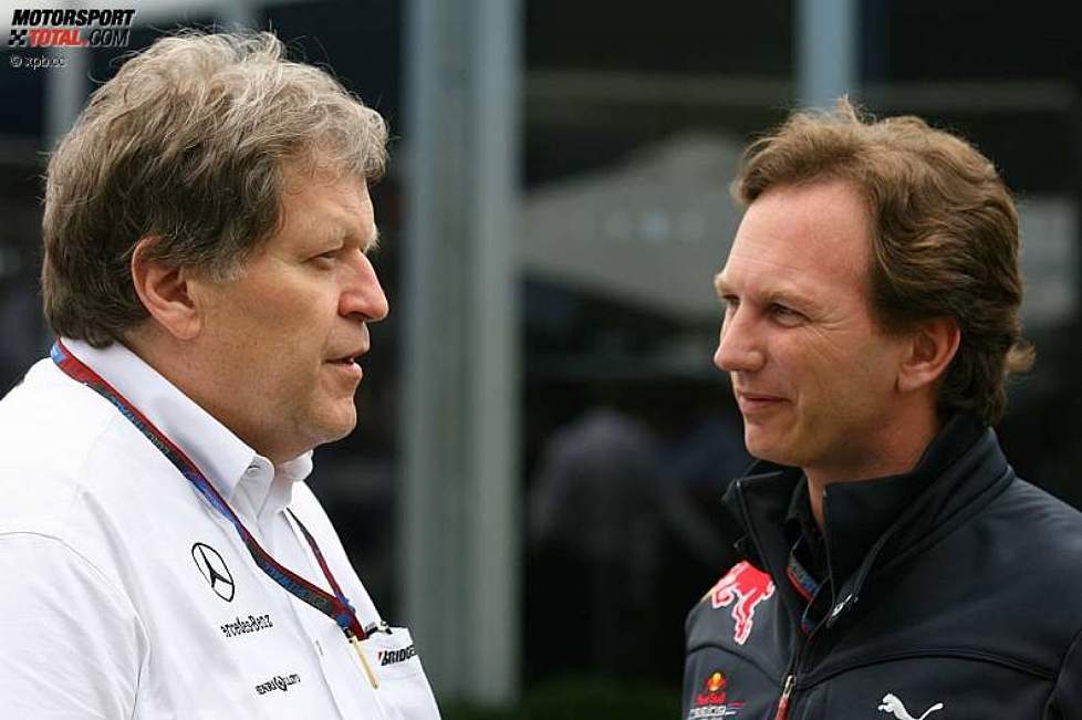 Norbert Haug (Mercedes-Motorsportchef) Christian Horner (Teamchef) (Renault)