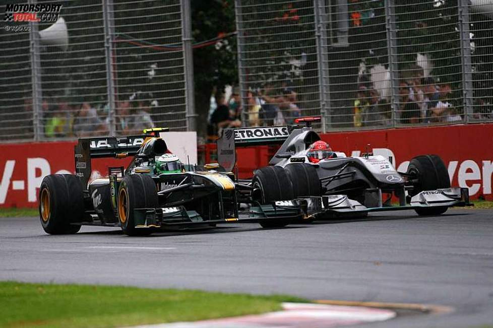 Heikki Kovalainen (Lotus) und Michael Schumacher (Mercedes) 