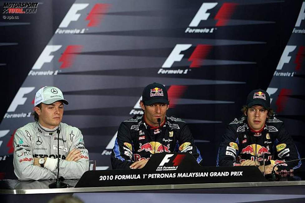 Nico Rosberg (Mercedes), Mark Webber (Red Bull) und Sebastian Vettel (Red Bull) 
