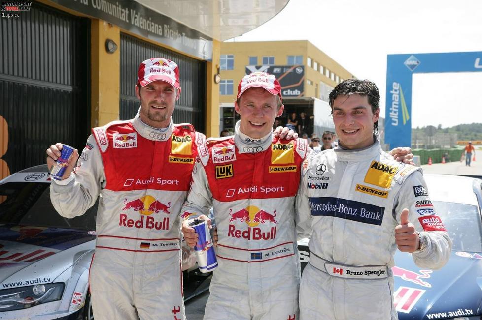 Martin Tomczyk (Abt-Audi), Mattias Ekström (Abt-Audi) und Bruno Spengler (HWA-Mercedes) 