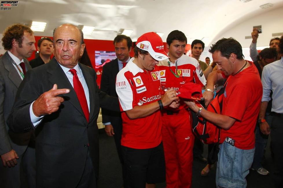Fernando Alonso (Ferrari) und Emilio Botin von Santander