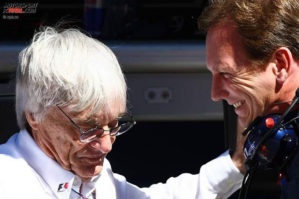 Bernie Ecclestone (Formel-1-Chef) und Christian Horner (Teamchef) 