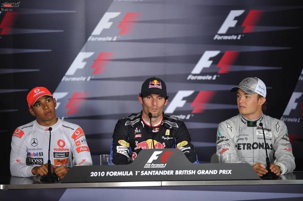 Lewis Hamilton (McLaren), Mark Webber (Red Bull) und Nico Rosberg (Mercedes) 