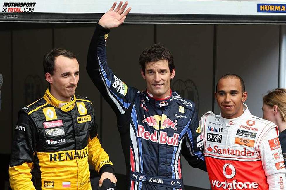 Robert Kubica (Renault), Mark Webber (Red Bull) und  Lewis Hamilton (McLaren) 