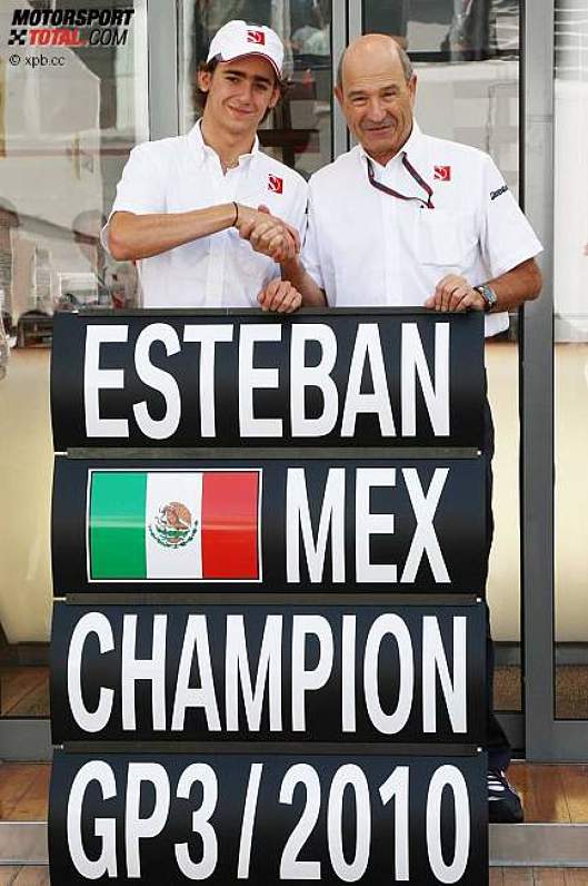 Erster GP3-Champion Esteban Gutierrez (ART) und Peter Sauber (Teamchef) 