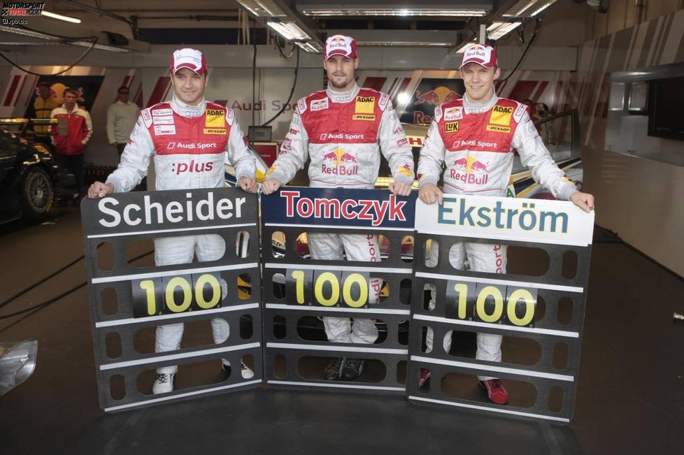 Timo Scheider (Abt-Audi), Martin Tomczyk (Abt-Audi) und Mattias Ekström (Abt-Audi) 