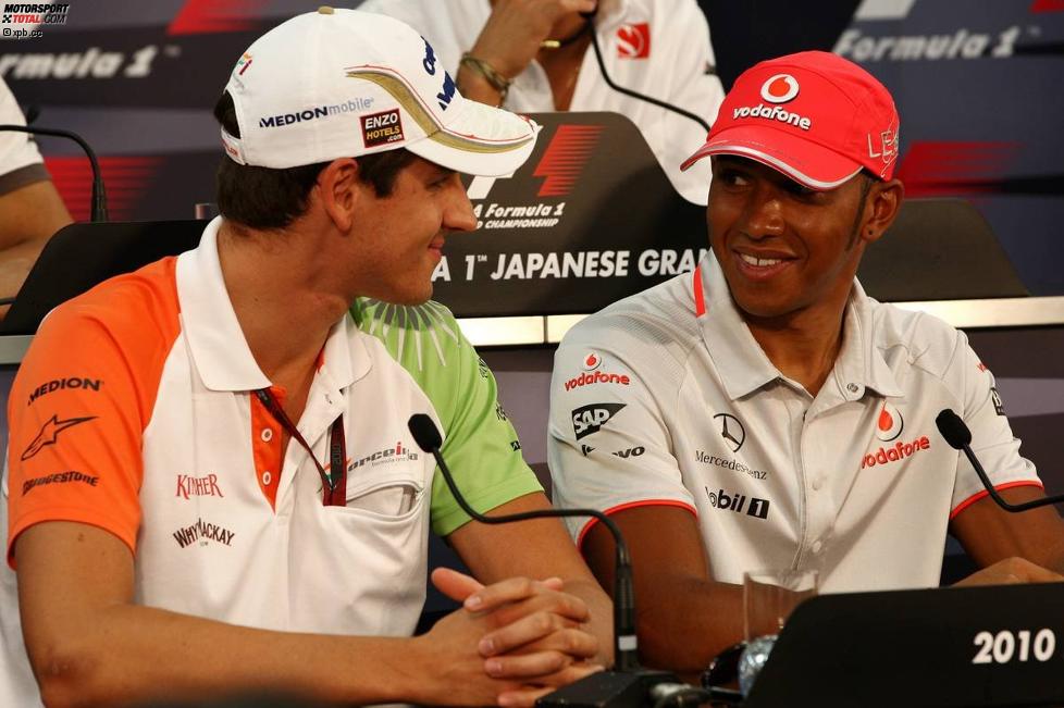 Adrian Sutil (Force India) und Lewis Hamilton (McLaren) 