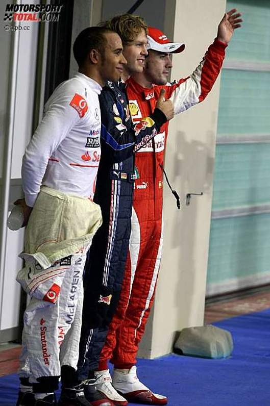 Lewis Hamilton (McLaren), Sebastian Vettel (Red Bull) und Fernando Alonso (Ferrari)