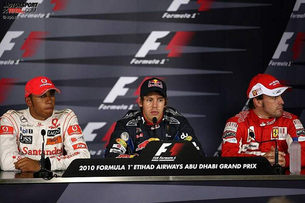 Lewis Hamilton (McLaren), Sebastian Vettel (Red Bull) und Fernando Alonso (Ferrari)