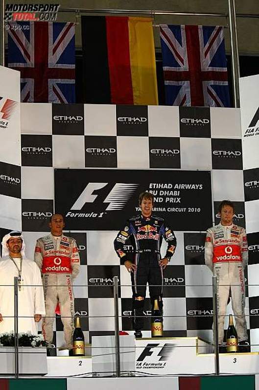 Lewis Hamilton (McLaren), Sebastian Vettel (Red Bull) und Jenson Button (McLaren)