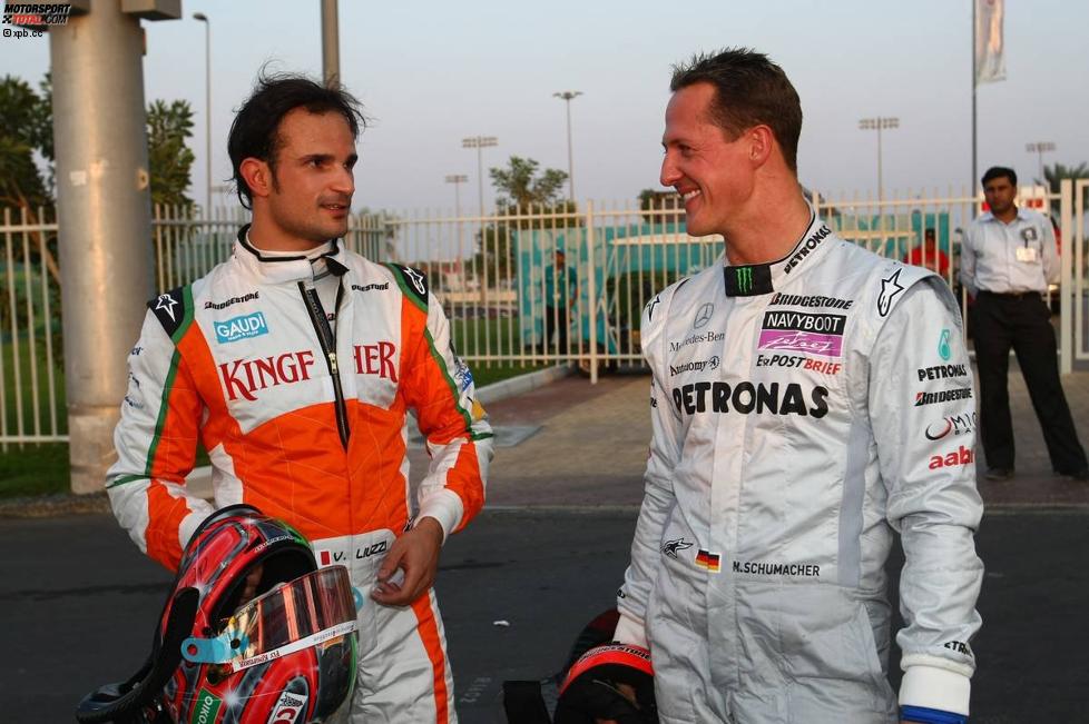 Vitantonio Liuzzi (Force India) und Michael Schumacher (Mercedes)