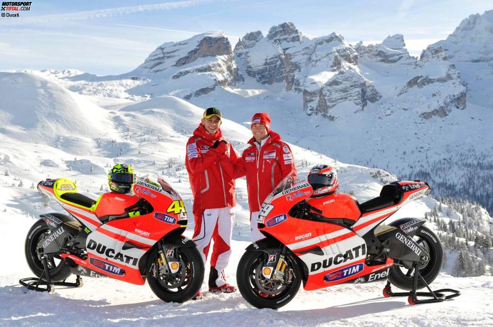Valentino Rossi und Nicky Hayden (Ducati) 