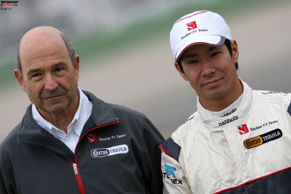 Peter Sauber (Teamchef) und Kamui Kobayashi (Sauber) 