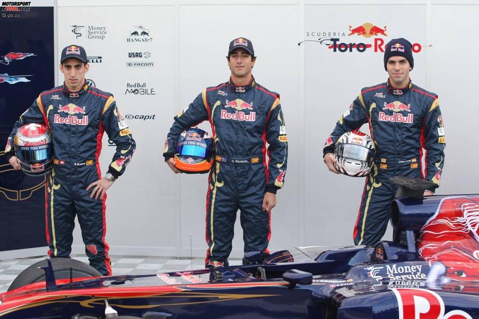 Sebastien Buemi (Toro Rosso), Daniel Ricciardo (Toro Rosso) Jaime Alguersuari (Toro Rosso) 