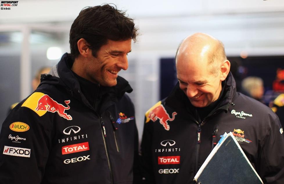 Mark Webber (Red Bull) und Adrian Newey (Technischer Direktor) 