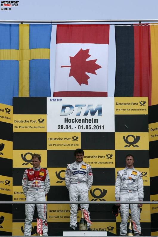 Mattias Ekström (Abt-Audi), Bruno Spengler (HWA-Mercedes) und Ralf Schumacher (HWA-Mercedes) 
