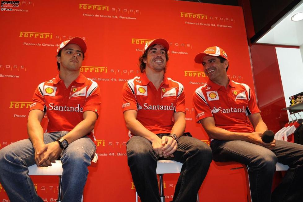 Felipe Massa, Fernando Alonso und Marc Gene (Ferrari)