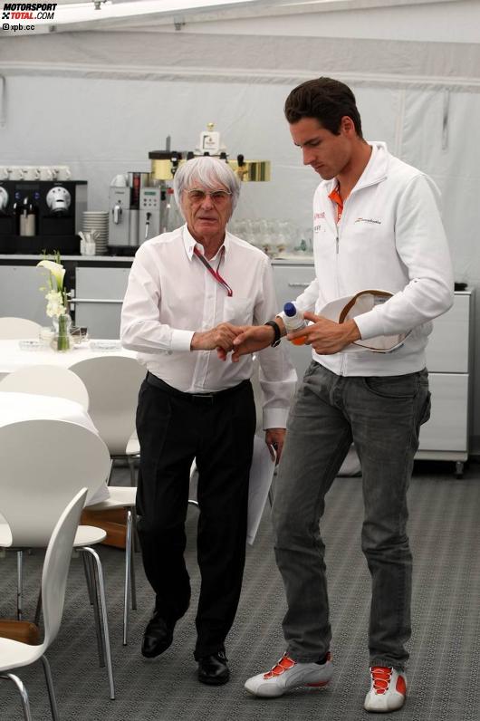 Bernie Ecclestone (Formel-1-Chef) und Adrian Sutil (Force India) 