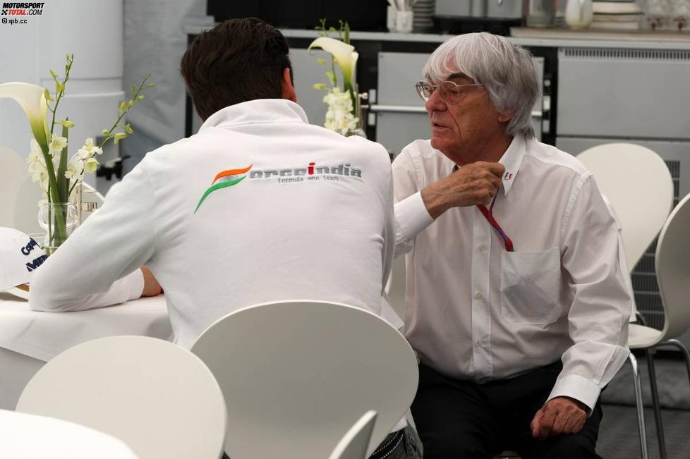 Adrian Sutil (Force India) und Bernie Ecclestone (Formel-1-Chef) 