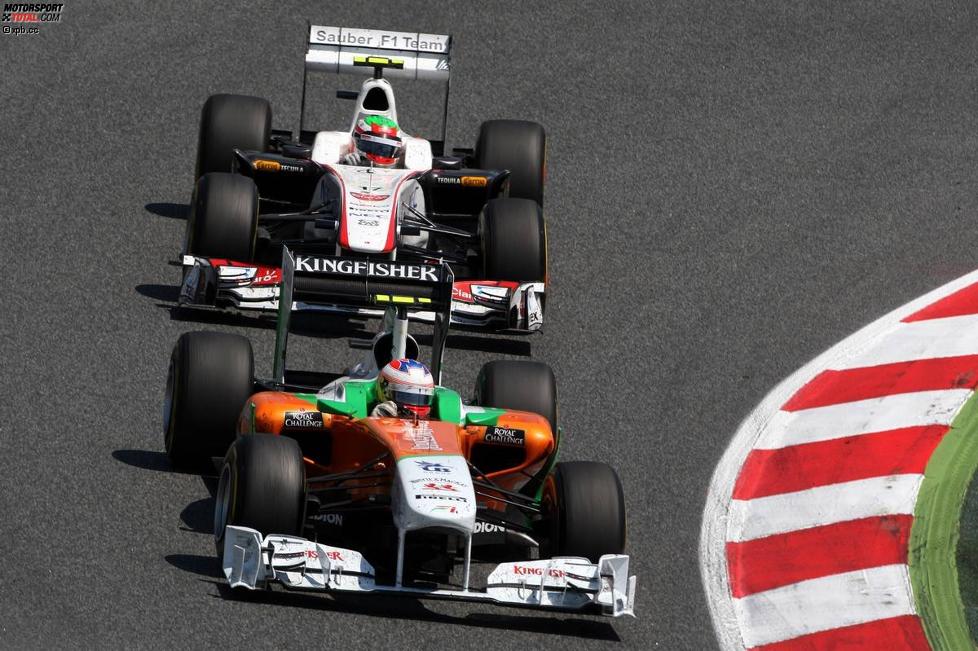 Adrian Sutil (Force India) und Sergio Perez (Sauber) 
